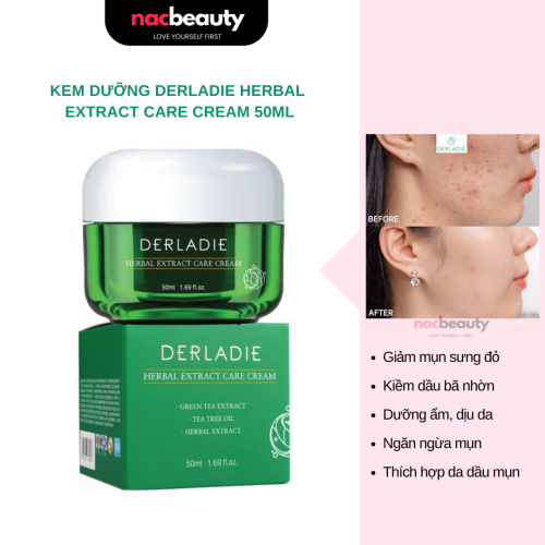 Kem Dưỡng Giảm Mụn, Kiềm Dầu Derladie Herbal Extract Care Cream 50ml