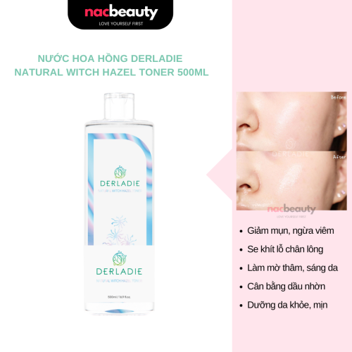 Nước Cân Bằng Da Ngừa Mụn, Kiềm Dầu Derladie Natural Moisture Toner 500ml