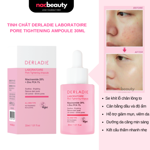 Tinh Chất Derladie Laboratoire Pore Tightening NIA 20%+ZINC PCA 1% Ampoule 30ml