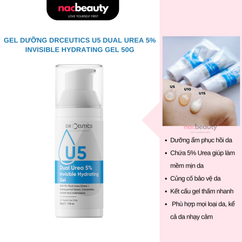 Gel Dưỡng Ẩm Và Phục Hồi DRCEUTICS U5 Dual Urea 5% Invisible Hydrating Gel 50g