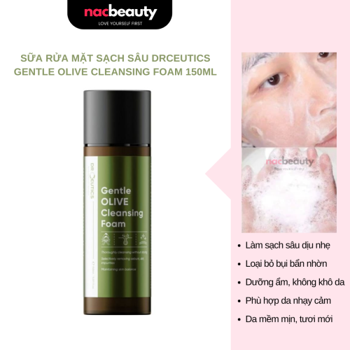 Sữa Rửa Mặt Sạch Sâu DRCEUTICS Gentle Olive Cleansing Foam 150ml