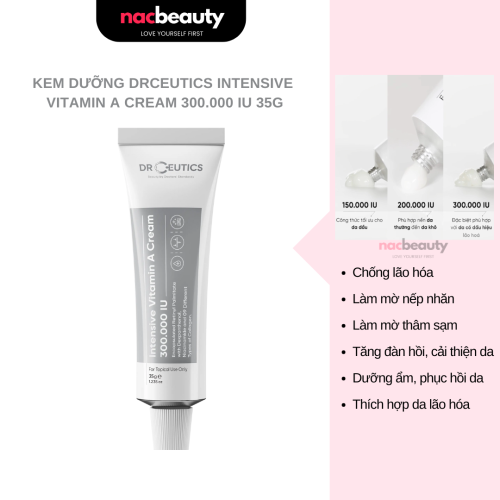 Kem Dưỡng Ngừa Lão Hóa DRCEUTICS Intensive Vitamin A Cream 300.000 IU 35g