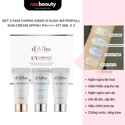 Set 3 Kem Chống Nắng Nâng Tone D'Alba Tone Up Mini 5mlx3 dalba