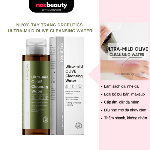 Nước Tẩy Trang DrCeutics Làm Sạch Dịu Nhẹ, Cấp Ẩm Ultra-Mild Olive Cleansing Water 500ml