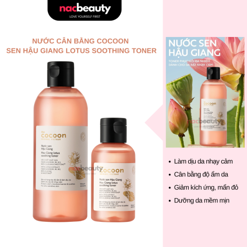 Nước Cân Bằng Cocoon Sen Hậu Giang Làm Dịu Da Nhạy Cảm Hau Giang Lotus Soothing Toner 140ml/310ml
