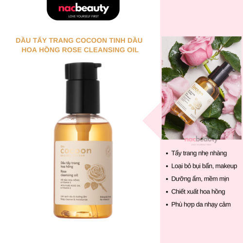 Dầu Tẩy Trang Cocoon Tinh Dầu Hoa Hồng Chưng Cất Rose Cleansing Oil 140ml