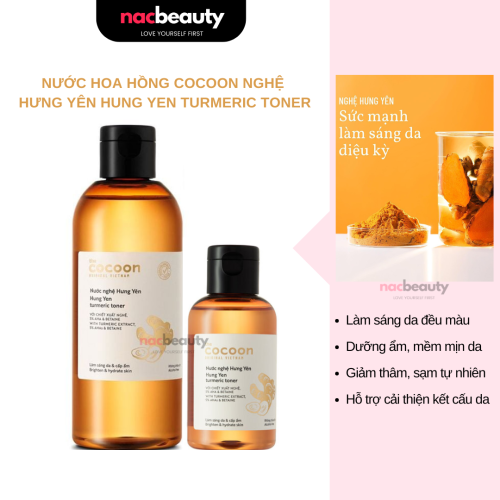 Nước Hoa Hồng Cocoon Hỗ Trợ Làm Sáng Da Từ Nước Nghệ Hưng Yên Hung Yen Turmeric Toner 140ml - 310ml