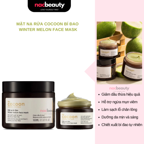 Mặt Nạ Rửa Cocoon Bí Đao Hỗ Trợ Giảm Dầu Và Mụn Winter Melon Face Mask 30ml - 100ml