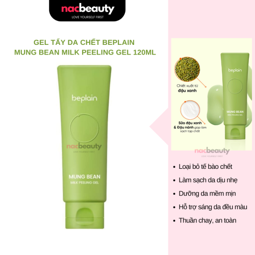 Gel Tẩy Da Chết Beplain Thuần Chay Chiết Xuất Sữa Đậu Xanh Mung Bean Milk Peeling Gel 120ml