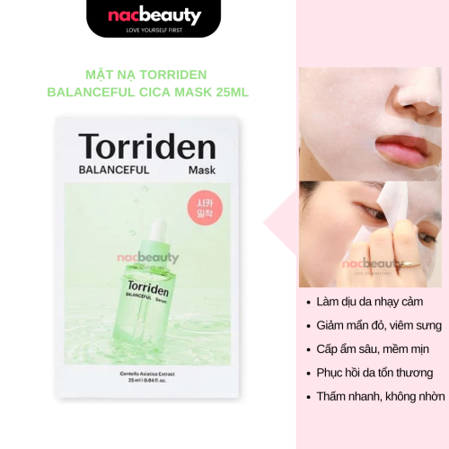 Mặt Nạ Torriden Làm Dịu & Phục Hồi Da Mụn, Nhạy Cảm Balanceful Cica Mask 25ml