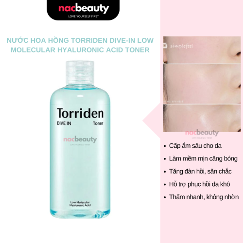 Nước Hoa Hồng Torriden Dưỡng Ẩm, Làm Dịu Da Dive-In Low Molecular Hyaluronic Acid Toner 300ml