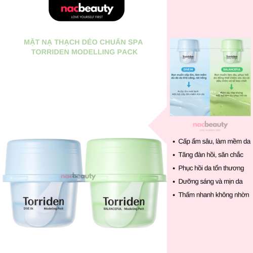 Mặt Nạ Thạch Dẻo Torriden Modelling Pack Balanceful Cica Modeling Pack 30g - Dive In Low Molecular Hyaluronic Acid Modeling Pack 25g