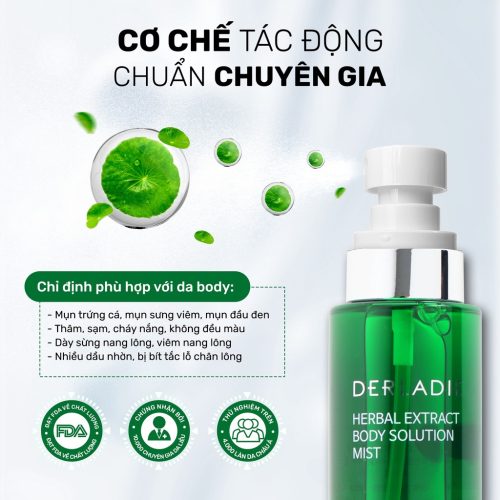 Alternative view of Xịt Mụn Lưng, Mờ Thâm, Giảm Viêm Nang Lông Derladie Herbal Extract Body Solution Mist 150ml