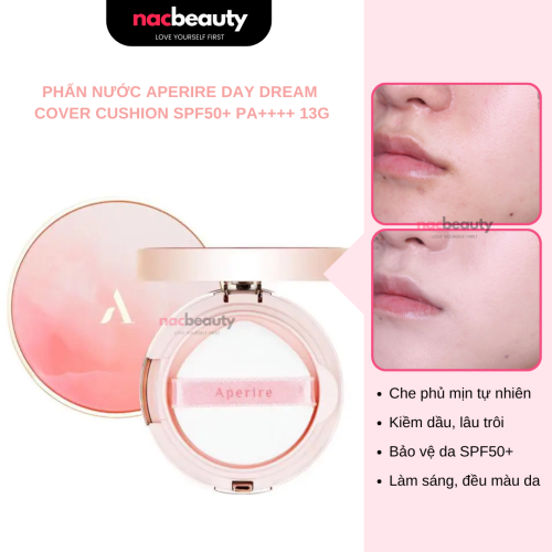 Phấn Nước Kiềm Dầu, Che Phủ Tốt Khuyết Điểm Aperire Day Dream Cover Cushion SPF50+ PA++++ 13g
