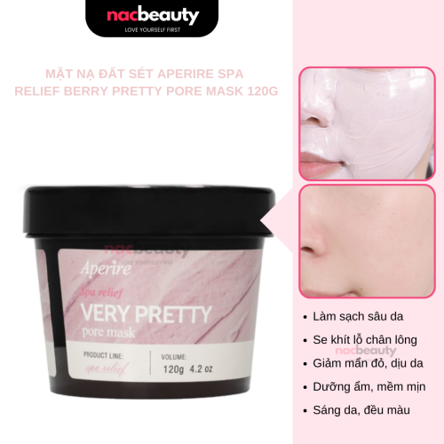 Mặt Nạ Đất Sét Aperire Quả Mọng Thải Độc, Làm Sáng Da Spa Relief Berry Pretty Pore Mask 120g