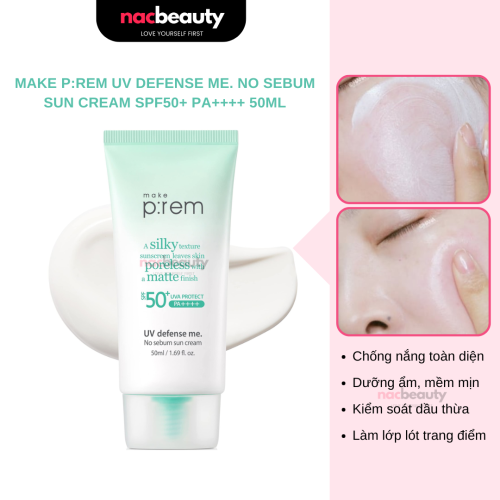 Kem Chống Nắng Kiểm Soát Dầu Make P:rem UV Defense Me. No Sebum Sun Cream SPF50+ PA++++ 50ml