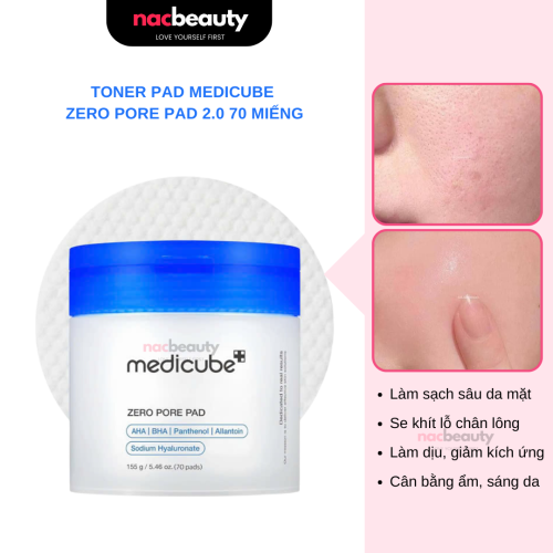 Toner Pad Medicube Kiểm Soát Lỗ Chân Lông Zero Pore Pad 2.0 70 Miếng