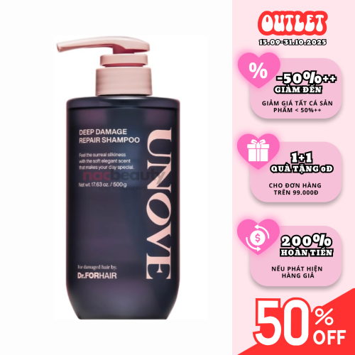 Dầu Gội Phục Hồi Tóc Hư Tổn UNOVE Deep Damage Repair Shampoo 500ml