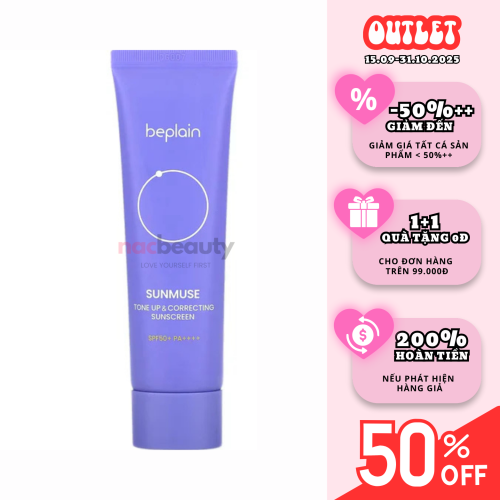 Kem Chống Nắng Beplain Nâng Tông, Cấp Ẩm Căng Bóng 50ml Sunmuse Tone Up & Correcting Sunscreen SPF50+ PA++++