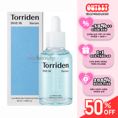 Tinh Chất Torriden Dưỡng Ẩm Sâu, Sáng Bóng Da 50ml DIVE-IN Low Molecular Hyaluronic Acid Serum