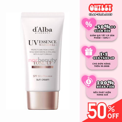 Kem Chống Nắng d'Alba Nâng Tông Sáng Hồng Tự Nhiên 50ml Waterfull Tone-Up Pink Correcting Sun Cream SPF50+ PA++++ dalba