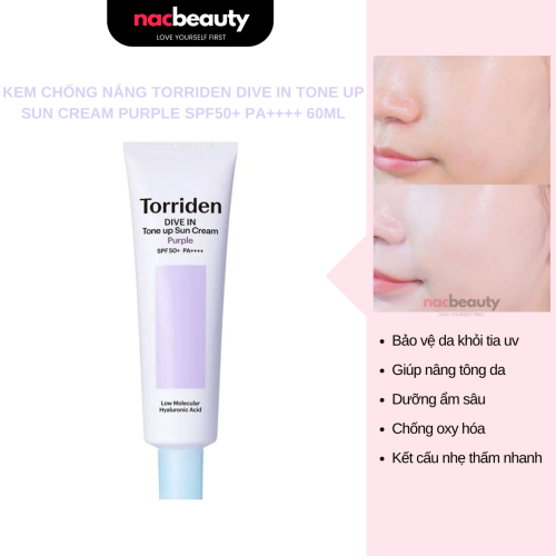 Kem Chống Nắng Torriden Nâng Tông Dive In Tone Up Sun Cream Purple SPF50+ PA++++ 60ml