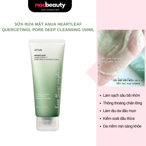 Sữa Rửa Mặt Anua Heartleaf Succinic Moisture Cleansing Foam 150ml
