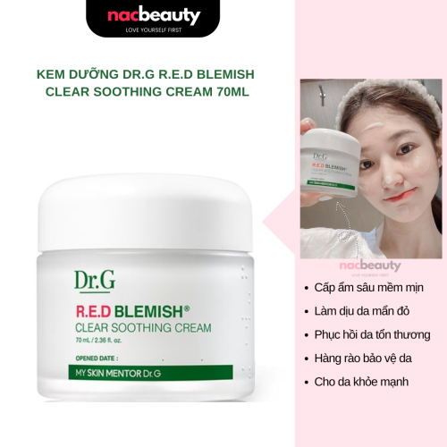 Kem Dưỡng Ẩm DrG Làm Dịu Da, Hỗ Trợ Phục Hồi, Giảm Đỏ Da R.E.D Blemish Clear Soothing Cream 70ml