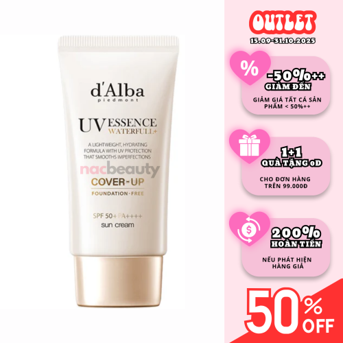 Kem Chống Nắng Nâng Tông Da d'Alba Waterfull UV Essene Cover-Up Sun Cream Beige SPF50+ PA++++ 50ml