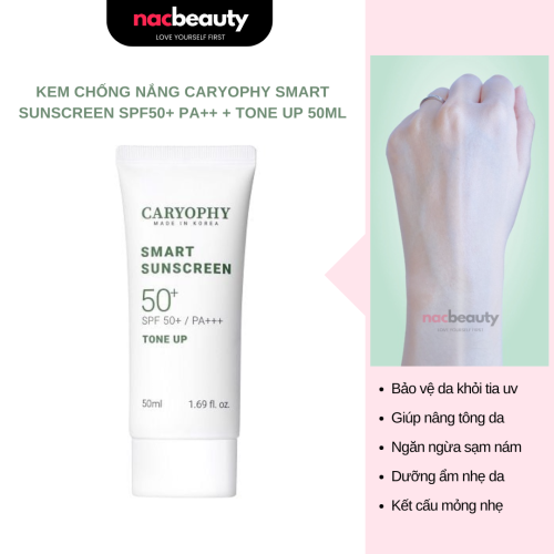 Kem Chống Nắng Caryophy Nâng Tông Smart Sunscreen Tone Up SPF50+/PA+++ 50ml