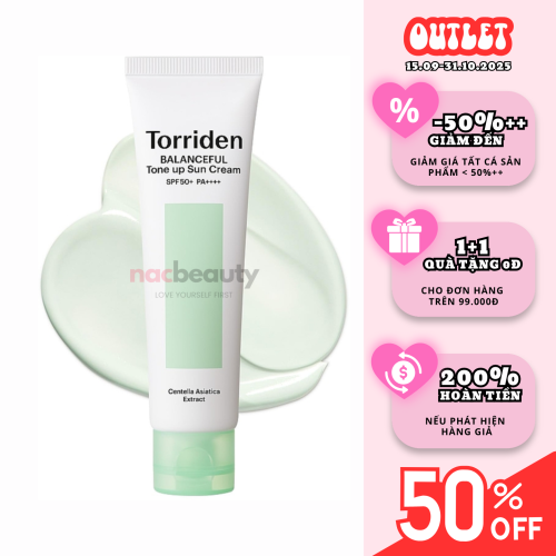 Kem Chống Nắng Torriden Nâng Tông Da 60ml Balanceful Cica Tone Up Sun Cream SPF50+ PA++++