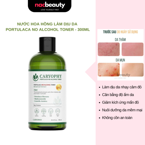Nước Hoa Hồng Caryophy Chăm Sóc Da Dầu Mụn Portulaca Toner 300ml