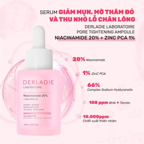 Alternative view of Tinh Chất Derladie Laboratoire Pore Tightening NIA 20%+ZINC PCA 1% Ampoule 30ml