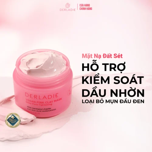 Mặt Nạ Đất Sét Hút Dầu Kiểm Soát Nhờn - Derladie Vegan Pink Clay Mask Deep Pore Tightening 60g/120g - Ảnh 5