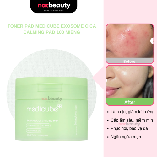 Toner Pad Medicube Dưỡng Ẩm Dịu Da Exosome Cica Calming Pad 100 Miếng