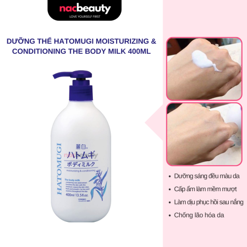 Sữa Dưỡng Thể Hatomugi Dưỡng Sáng Da Nhật Bản Moisturizing & Conditioning The Body Milk 400ml