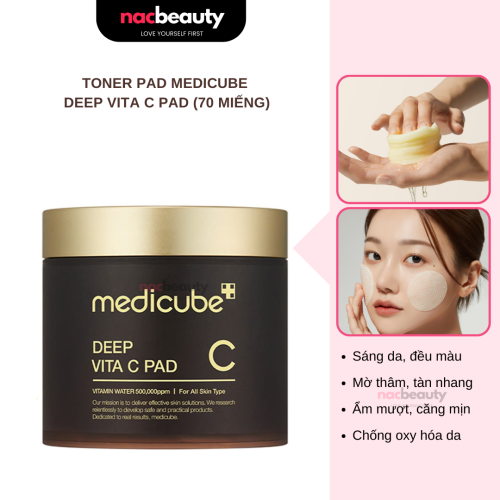 Toner Pad Medicube Dưỡng Sáng Da, Mờ Thâm Deep Vita C Pad (70 Miếng)