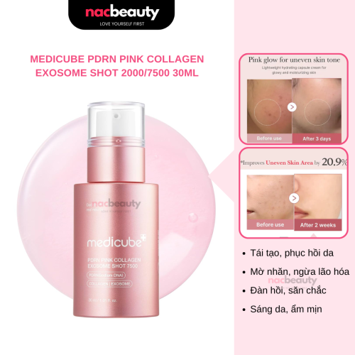 Tinh Chất Vi Gai Medicube Ngừa Lão Hóa PDRN Pink Collagen Exosome Shot 2000 - 7500 30ml