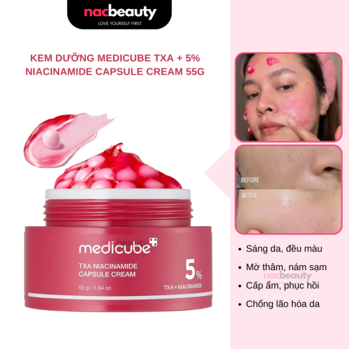 Kem Dưỡng Medicube Sáng Phục Hồi Da TXA + 5% Niacinamide Capsule Cream 55g