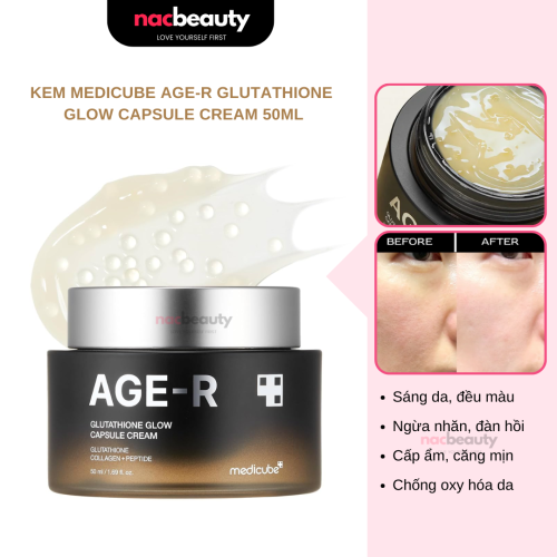 Kem Dưỡng Medicube Viên Nang Sáng Da Ngừa Lão Hóa AGE-R Glutathione Glow Capsule Cream 50ml