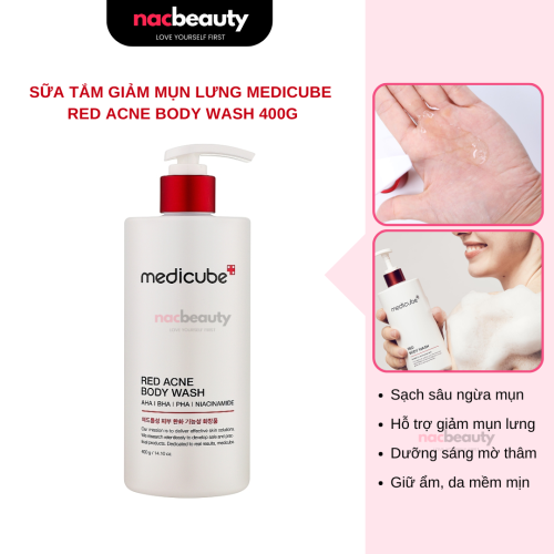 Sữa Tắm Giảm Mụn Lưng Medicube Red Acne Body Wash 400g